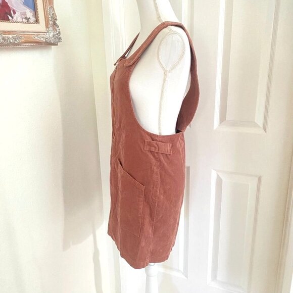 Target Wild Fable Sienna Brown Corduroy Zip Front Jumper Mini Dress Size Small - Picture 5 of 10